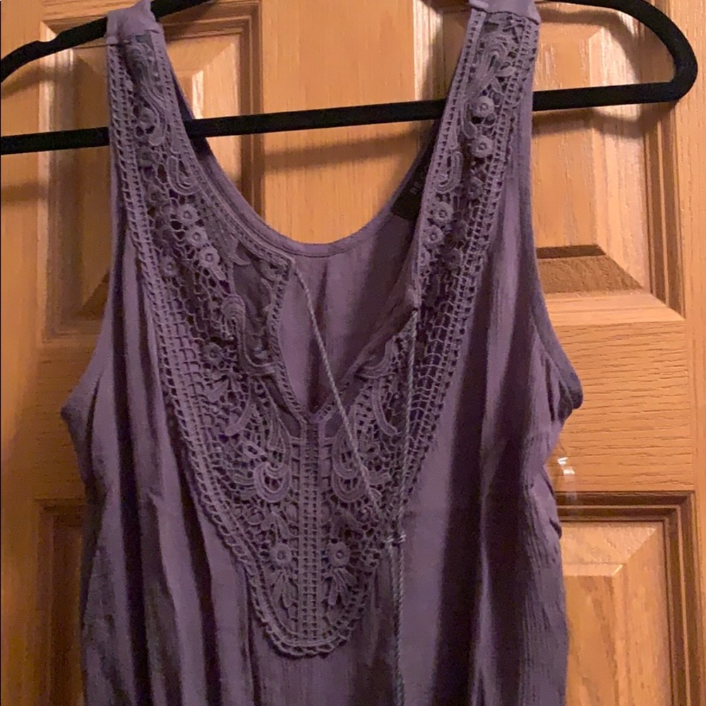 Size small gray crochet romper NWT